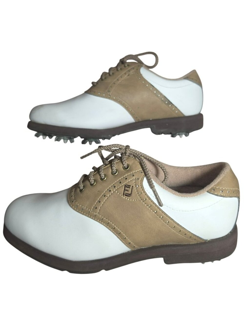 Women's Footjoy GreenJoys Golf Shoes Brown & White Oxford Style Size 6